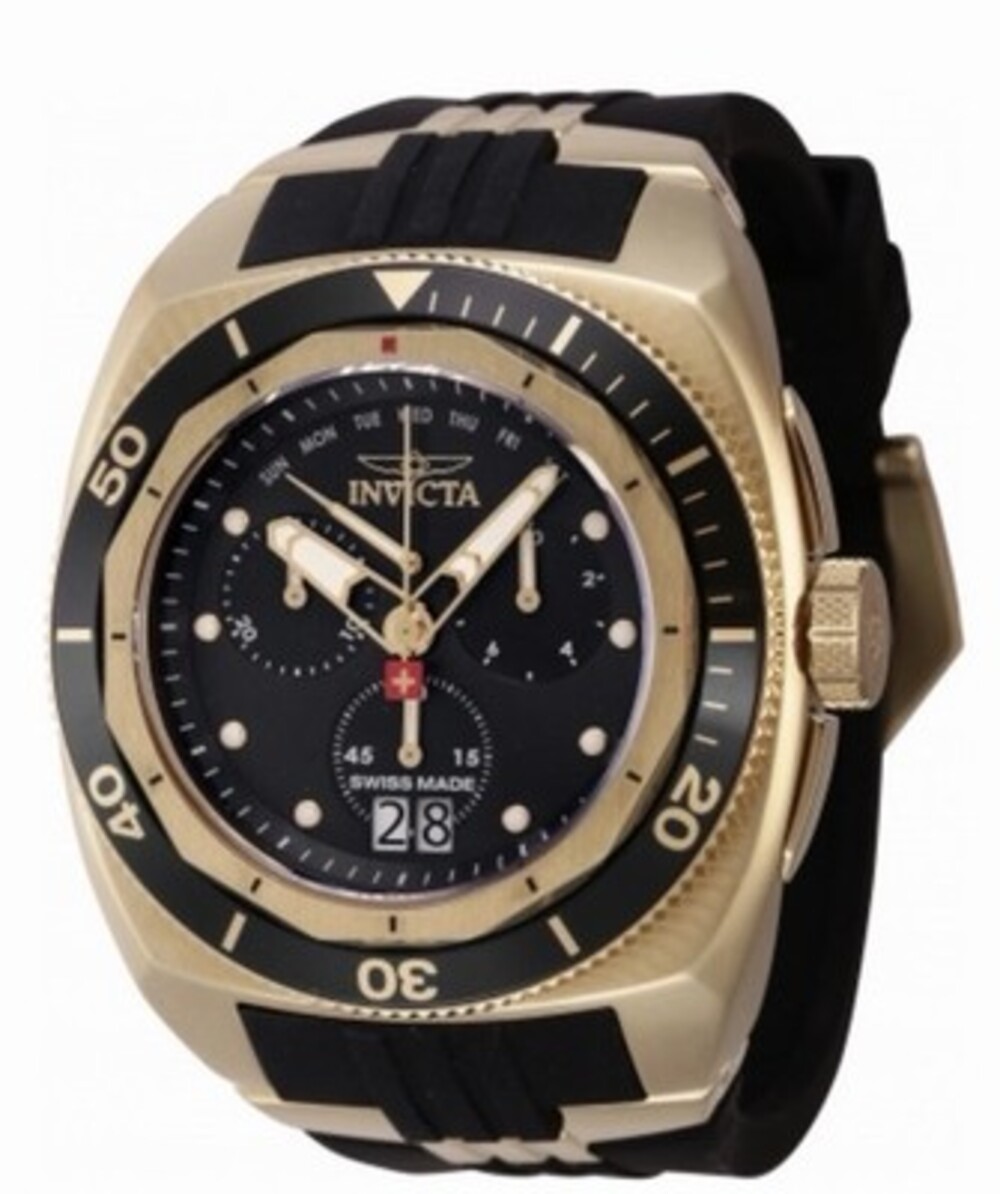 Invicta 52mm SWISS MADE Men Model 44825 - Men's Watch Quartz Black And Gold